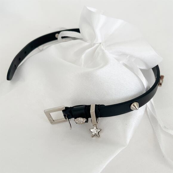 VERSACE La Medusa Embellished Leather Black Choker Necklace NWOT - Picture 10 of 11